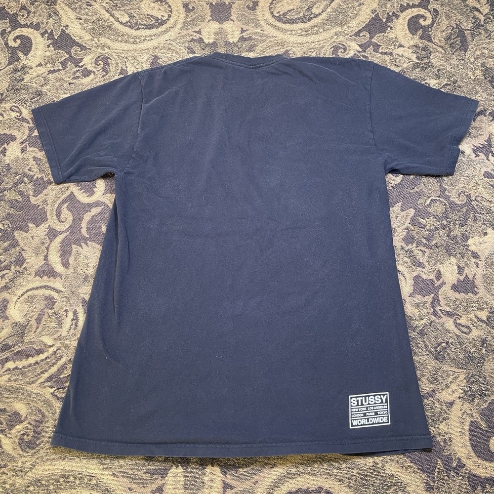 Vtg Y2K Stussy Worldwide Logo Graphic Black T-Shirt M… - Gem